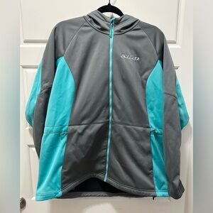 KLIM Aqua & Gray Evolution Hoodie Full Zip w/ Cinch Waist Riding Jacket 2XL